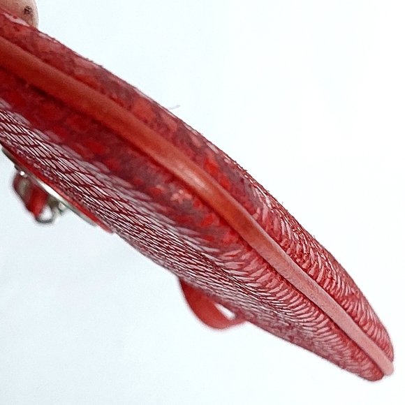 🗝Fossil Maddox Embossed Snakeskin Red Leather Wristlet - Picture 4 of 10